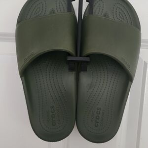 Green Crocs Slide Sandals